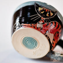 Load image into Gallery viewer, Kitty Mug, Black & Teal