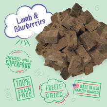 Load image into Gallery viewer, Charlee Bear Lamb &amp; Blueberries Meaty Bites Freeze Dried Dog Treats, 2.5oz Bag
