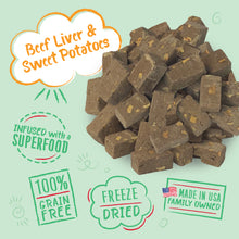Load image into Gallery viewer, Charlee Bear Beef Liver &amp; Sweet Potatoes Meaty Bites Freeze Dried Dog Treats, 2.5oz Bag
