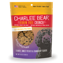 Load image into Gallery viewer, Charlie Bear Turkey, Sweet Potato &amp; Cranberry Crunch Dog Treats, 8oz Bag
