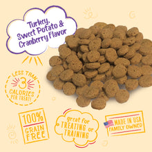 Load image into Gallery viewer, Charlie Bear Turkey, Sweet Potato &amp; Cranberry Crunch Dog Treats, 8oz Bag

