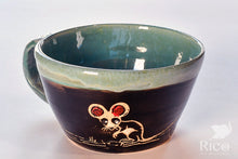 Load image into Gallery viewer, Kitty Mug, Black &amp; Teal

