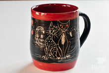 Load image into Gallery viewer, Kitty Mug, Black &amp; Red
