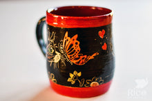 Load image into Gallery viewer, Kitty Mug, Black &amp; Red

